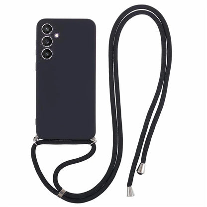 For Samsung Galaxy S23 FE Case Fiber Lining TPU Back Cover with Long Lanyard