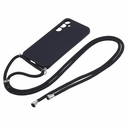 For Samsung Galaxy S23 FE Case Fiber Lining TPU Back Cover with Long Lanyard