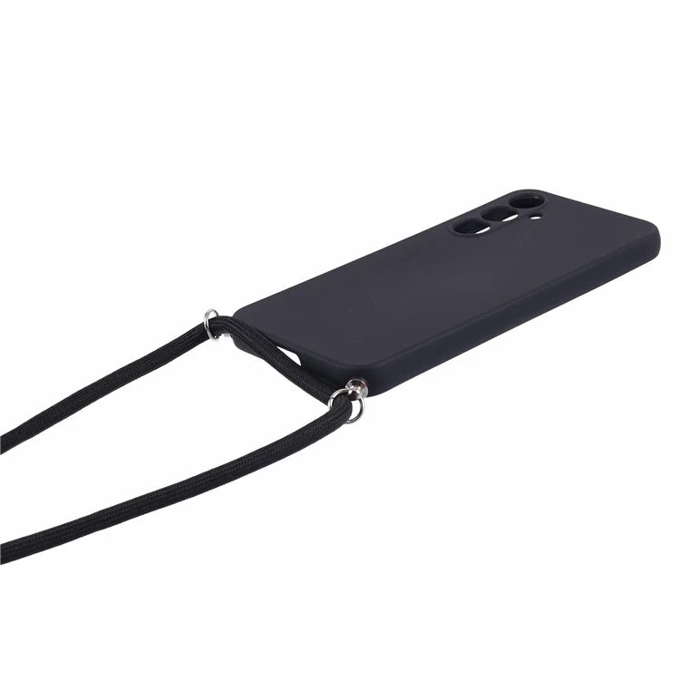 For Samsung Galaxy S23 FE Case Fiber Lining TPU Back Cover with Long Lanyard