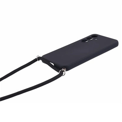 For Samsung Galaxy S23 FE Case Fiber Lining TPU Back Cover with Long Lanyard