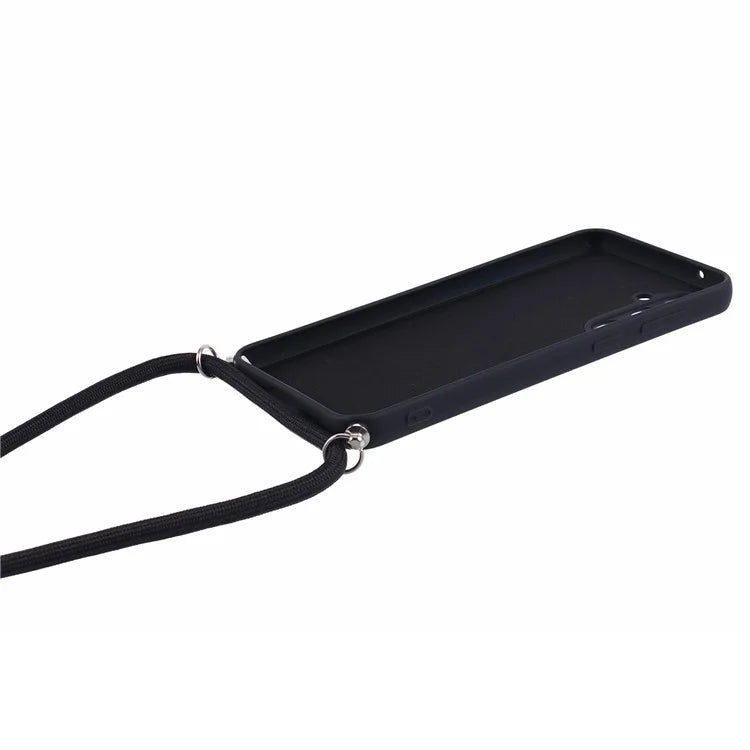 For Samsung Galaxy S23 FE Case Fiber Lining TPU Back Cover with Long Lanyard