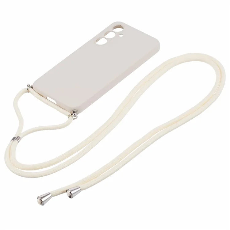 For Samsung Galaxy S23 FE Case Fiber Lining TPU Back Cover with Long Lanyard