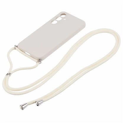 For Samsung Galaxy S23 FE Case Fiber Lining TPU Back Cover with Long Lanyard