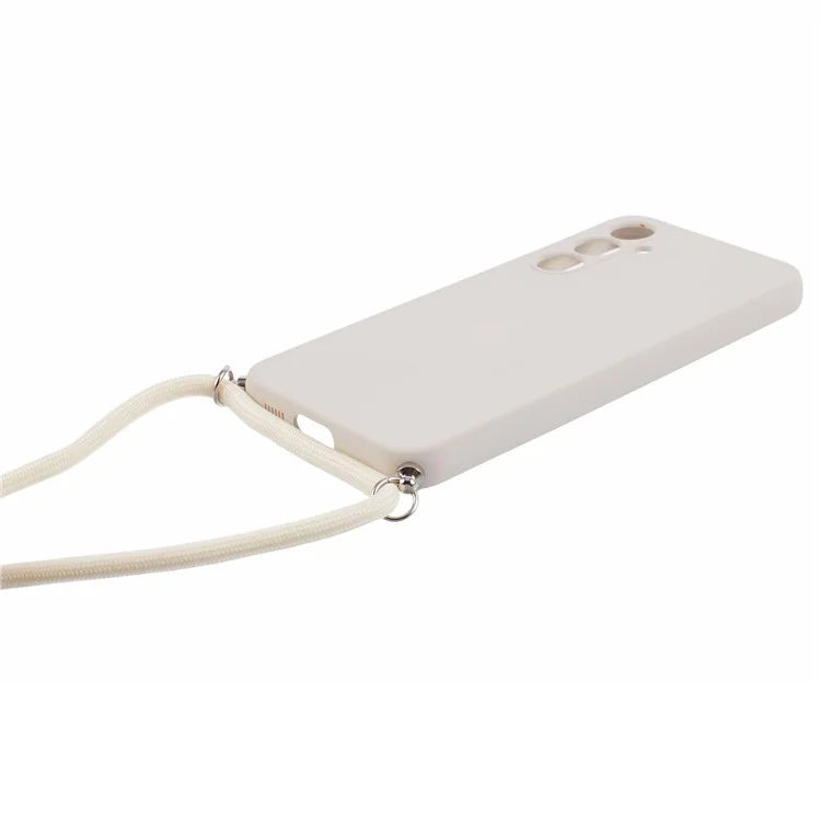 For Samsung Galaxy S23 FE Case Fiber Lining TPU Back Cover with Long Lanyard