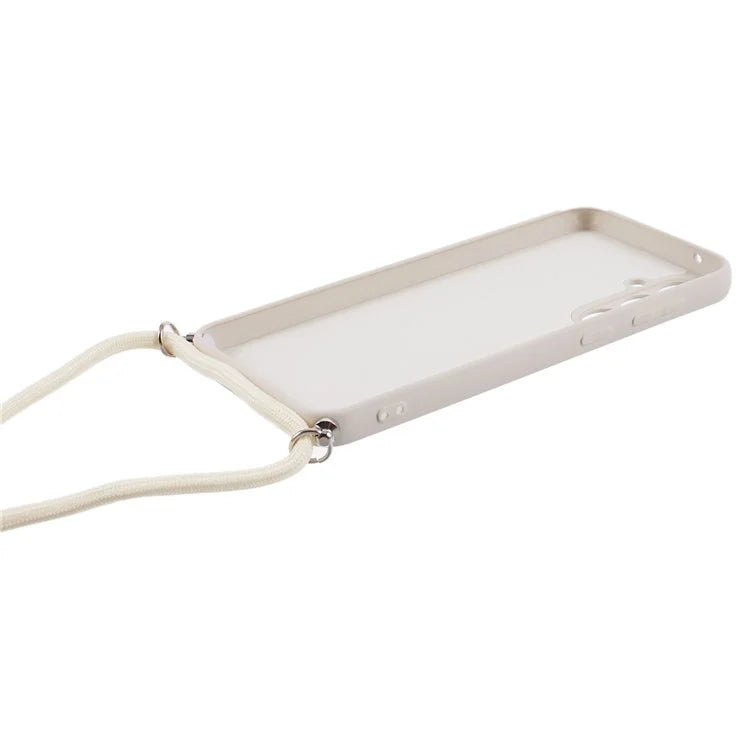 For Samsung Galaxy S23 FE Case Fiber Lining TPU Back Cover with Long Lanyard