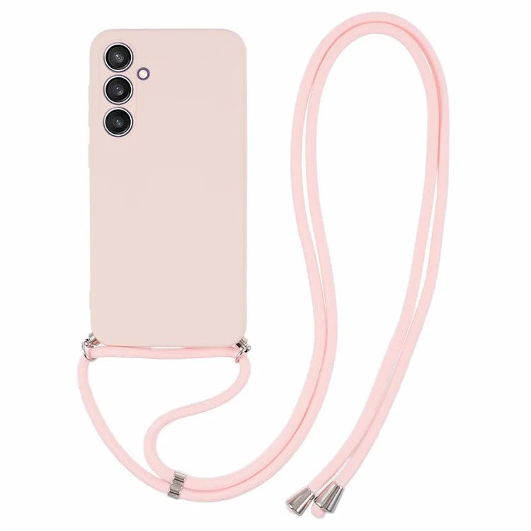 For Samsung Galaxy S23 FE Case Fiber Lining TPU Back Cover with Long Lanyard