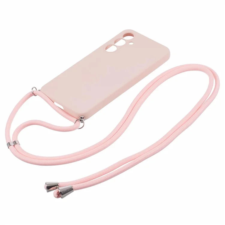 For Samsung Galaxy S23 FE Case Fiber Lining TPU Back Cover with Long Lanyard