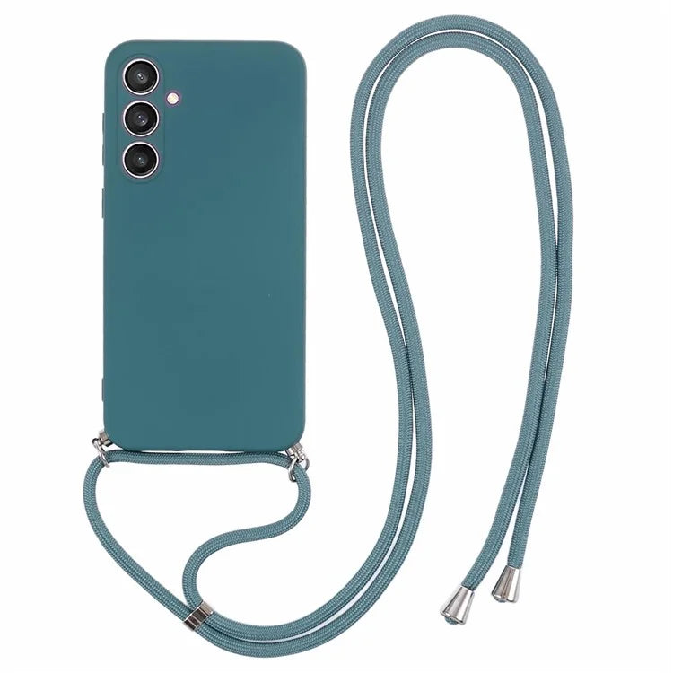 For Samsung Galaxy S23 FE Case Fiber Lining TPU Back Cover with Long Lanyard