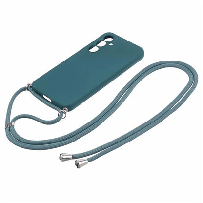 For Samsung Galaxy S23 FE Case Fiber Lining TPU Back Cover with Long Lanyard