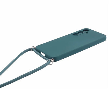 For Samsung Galaxy S23 FE Case Fiber Lining TPU Back Cover with Long Lanyard