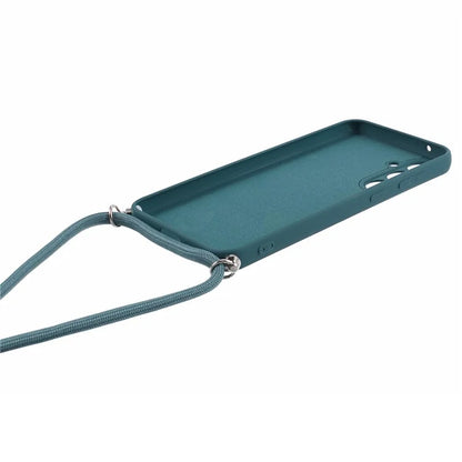 For Samsung Galaxy S23 FE Case Fiber Lining TPU Back Cover with Long Lanyard