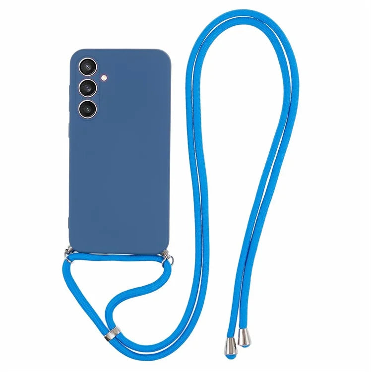 For Samsung Galaxy S23 FE Case Fiber Lining TPU Back Cover with Long Lanyard
