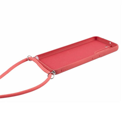 For Samsung Galaxy S21 4G / 5G Case Rubberized Fiber Lining Cover with Long Lanyard
