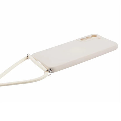 For Samsung Galaxy S21 4G / 5G Case Rubberized Fiber Lining Cover with Long Lanyard