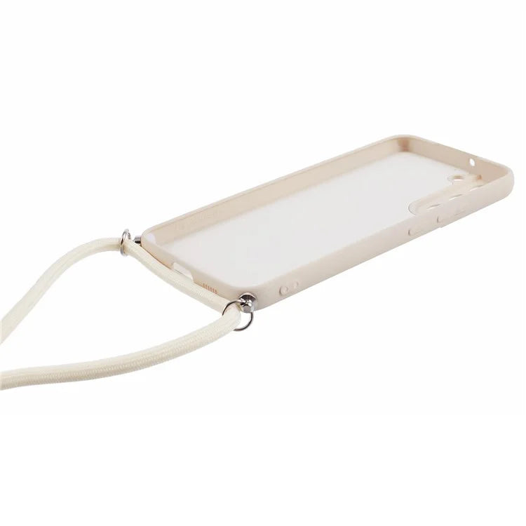 For Samsung Galaxy S21 4G / 5G Case Rubberized Fiber Lining Cover with Long Lanyard