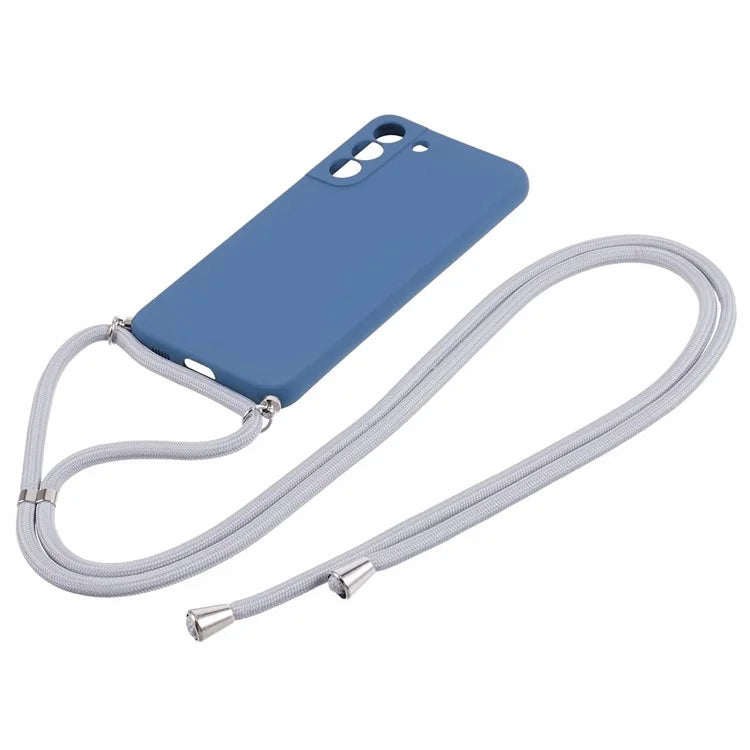For Samsung Galaxy S21 4G / 5G Case Rubberized Fiber Lining Cover with Long Lanyard