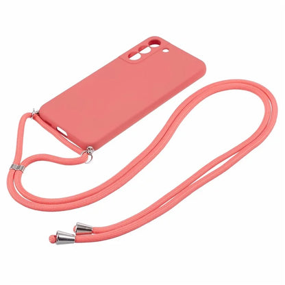 For Samsung Galaxy S22 5G Case Fiber Lining TPU Phone Cover with Long Lanyard
