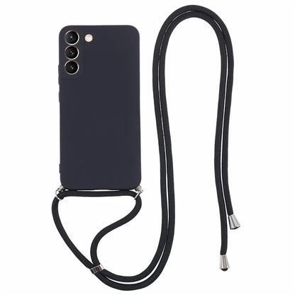 For Samsung Galaxy S22 5G Case Fiber Lining TPU Phone Cover with Long Lanyard
