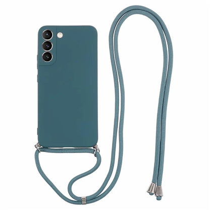 For Samsung Galaxy S22 5G Case Fiber Lining TPU Phone Cover with Long Lanyard