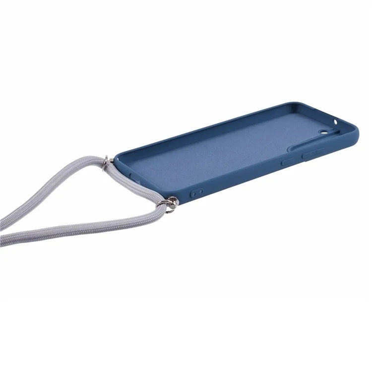 For Samsung Galaxy S22 5G Case Fiber Lining TPU Phone Cover with Long Lanyard