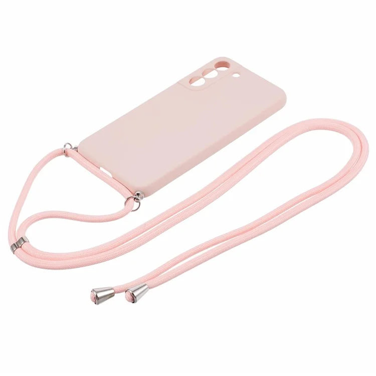 For Samsung Galaxy S22 5G Case Fiber Lining TPU Phone Cover with Long Lanyard