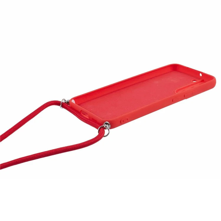 For Samsung Galaxy S22 5G Case Fiber Lining TPU Phone Cover with Long Lanyard