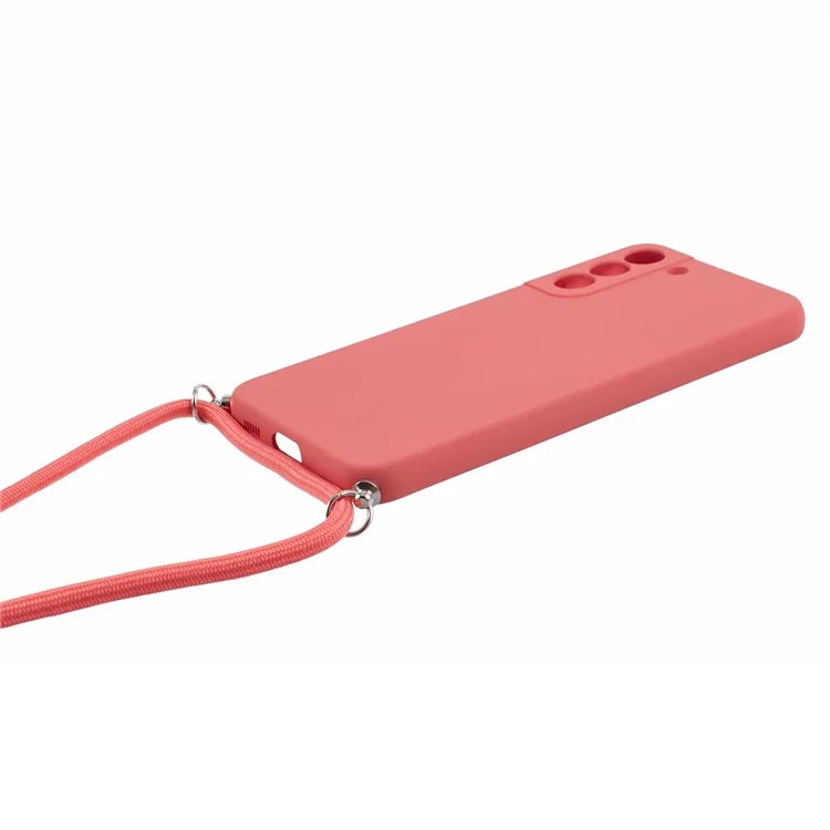 For Samsung Galaxy S22+ 5G Case Anti-scratch Rubberized Cover with Long Lanyard