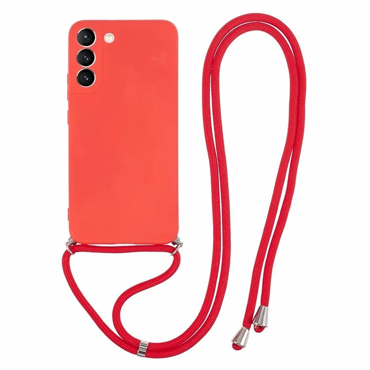 For Samsung Galaxy S22+ 5G Case Anti-scratch Rubberized Cover with Long Lanyard