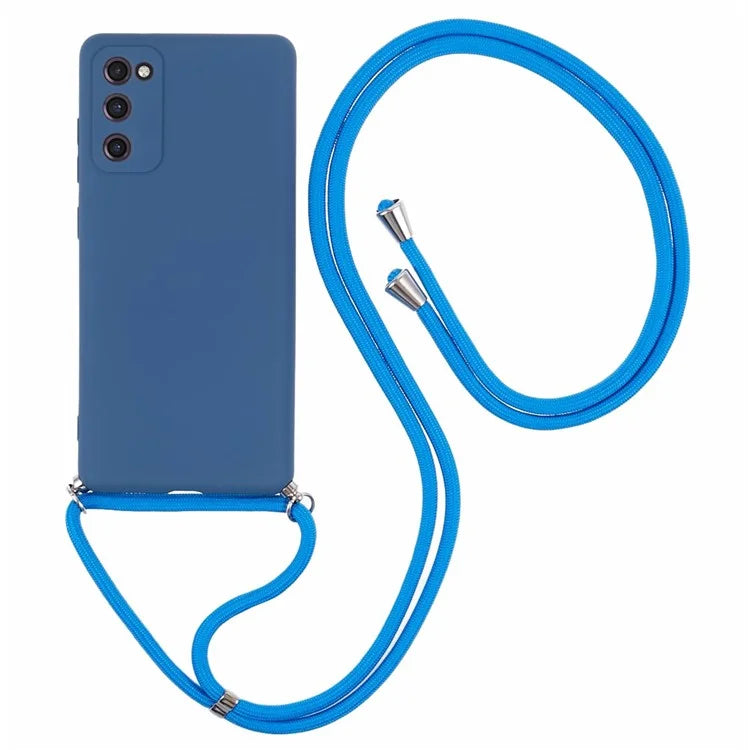 For Samsung Galaxy S20 FE / FE 5G / S20 Lite / S20 FE 2022 Case Rubberized TPU Cover with Long Lanyard