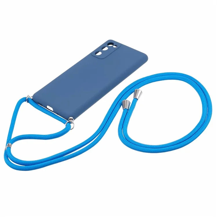 For Samsung Galaxy S20 FE / FE 5G / S20 Lite / S20 FE 2022 Case Rubberized TPU Cover with Long Lanyard