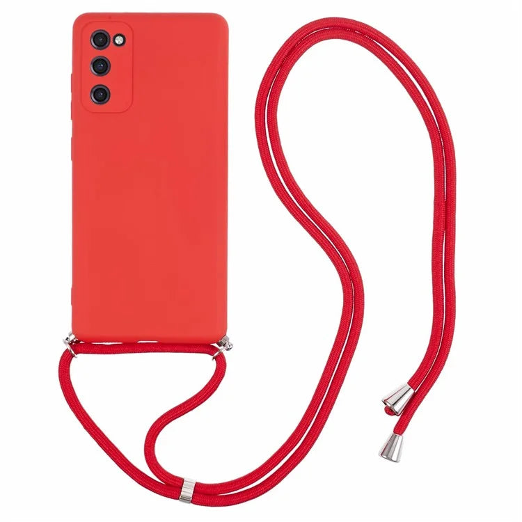 For Samsung Galaxy S20 FE / FE 5G / S20 Lite / S20 FE 2022 Case Rubberized TPU Cover with Long Lanyard