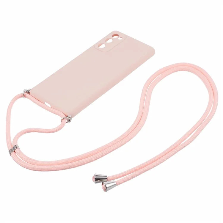 For Samsung Galaxy S20 FE / FE 5G / S20 Lite / S20 FE 2022 Case Rubberized TPU Cover with Long Lanyard