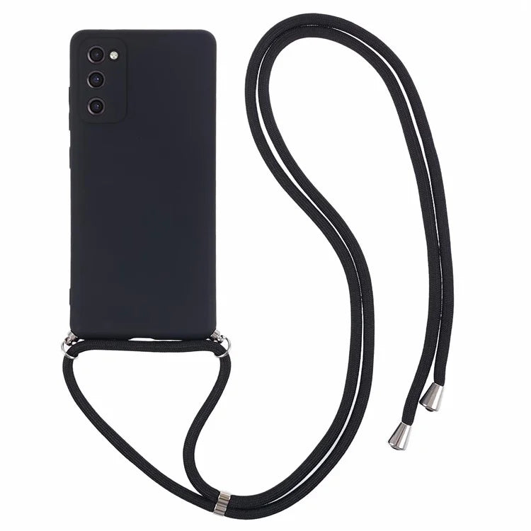 For Samsung Galaxy S20 FE / FE 5G / S20 Lite / S20 FE 2022 Case Rubberized TPU Cover with Long Lanyard