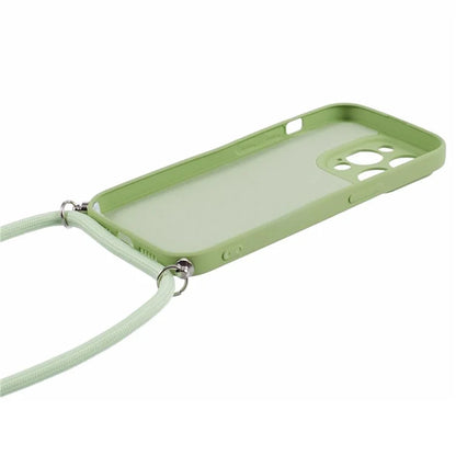 For iPhone 15 Pro Max TPU Case Precise Cutout Rubberized Cover with Long Lanyard