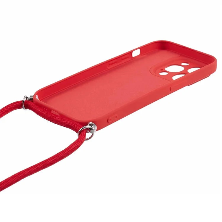 For iPhone 15 Pro Max TPU Case Precise Cutout Rubberized Cover with Long Lanyard