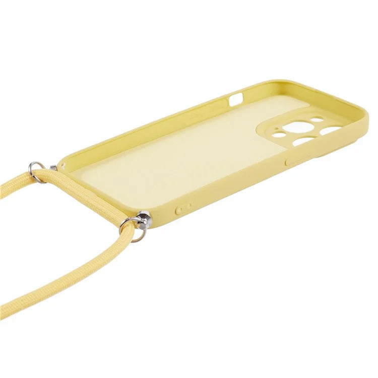 For iPhone 15 Pro Max TPU Case Precise Cutout Rubberized Cover with Long Lanyard