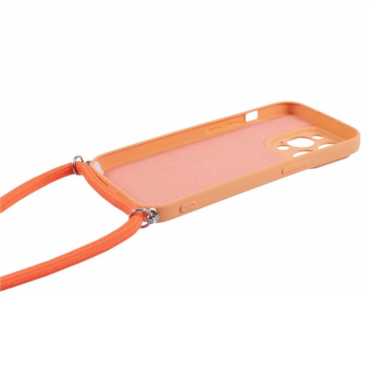 For iPhone 15 Pro Max TPU Case Precise Cutout Rubberized Cover with Long Lanyard