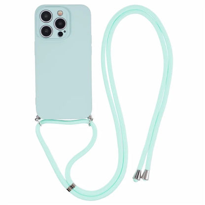 For iPhone 15 Pro Max TPU Case Precise Cutout Rubberized Cover with Long Lanyard