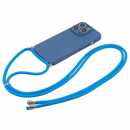 For iPhone 15 Pro Max TPU Case Precise Cutout Rubberized Cover with Long Lanyard