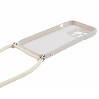 For iPhone 15 Pro Max TPU Case Precise Cutout Rubberized Cover with Long Lanyard