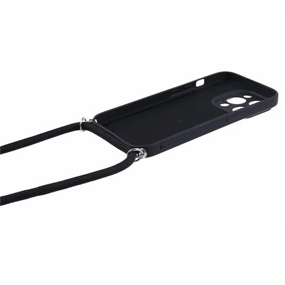 For iPhone 15 Pro Max TPU Case Precise Cutout Rubberized Cover with Long Lanyard