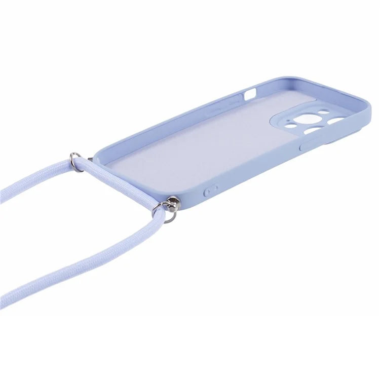 For iPhone 15 Pro Max TPU Case Precise Cutout Rubberized Cover with Long Lanyard