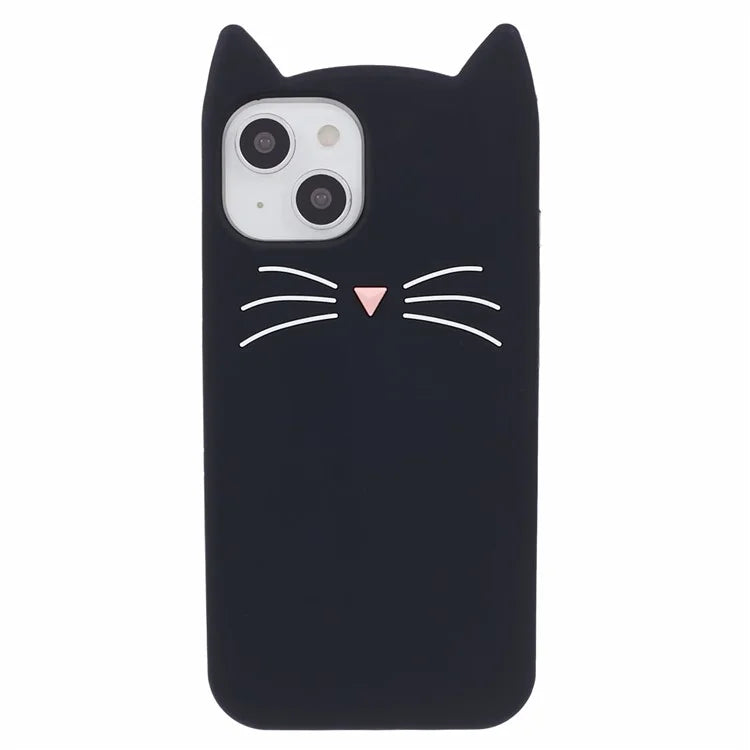 For iPhone 15 Case 3D Moustache Cat Soft Silicone Shockproof Phone Back Cover