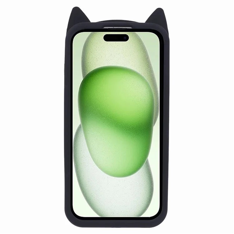 For iPhone 15 Case 3D Moustache Cat Soft Silicone Shockproof Phone Back Cover
