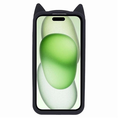 For iPhone 15 Case 3D Moustache Cat Soft Silicone Shockproof Phone Back Cover