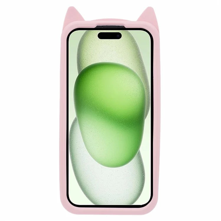 For iPhone 15 Case 3D Moustache Cat Soft Silicone Shockproof Phone Back Cover