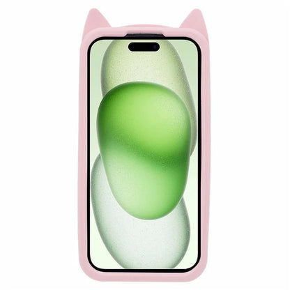 For iPhone 15 Case 3D Moustache Cat Soft Silicone Shockproof Phone Back Cover