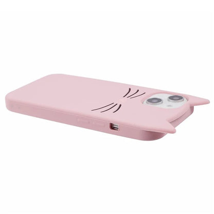 For iPhone 15 Case 3D Moustache Cat Soft Silicone Shockproof Phone Back Cover