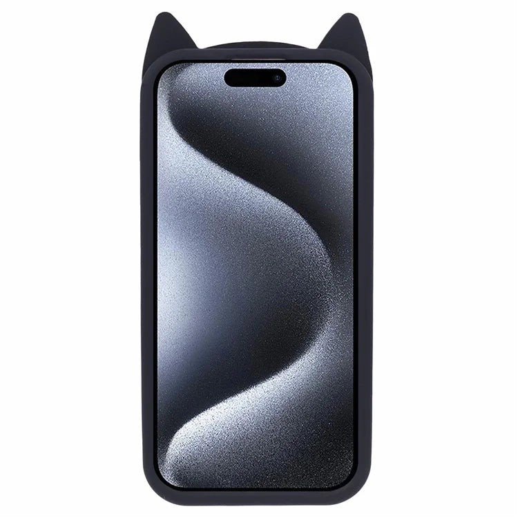 For iPhone 15 Pro Max Silicone Case 3D Moustache Cat Drop-proof Phone Cover