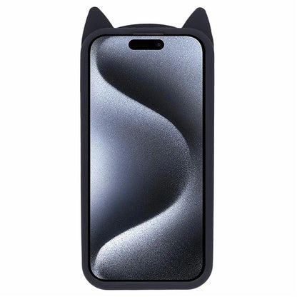 For iPhone 15 Pro Max Silicone Case 3D Moustache Cat Drop-proof Phone Cover